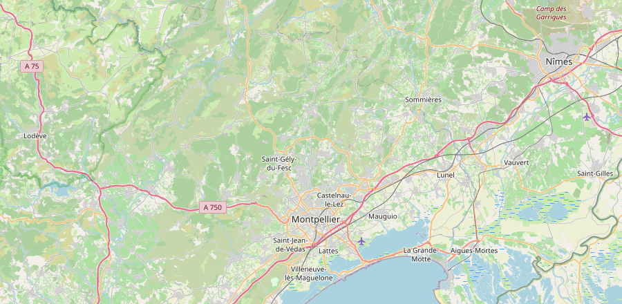 Carte de la zone d'intervention — Montpellier, Hérault et alentours